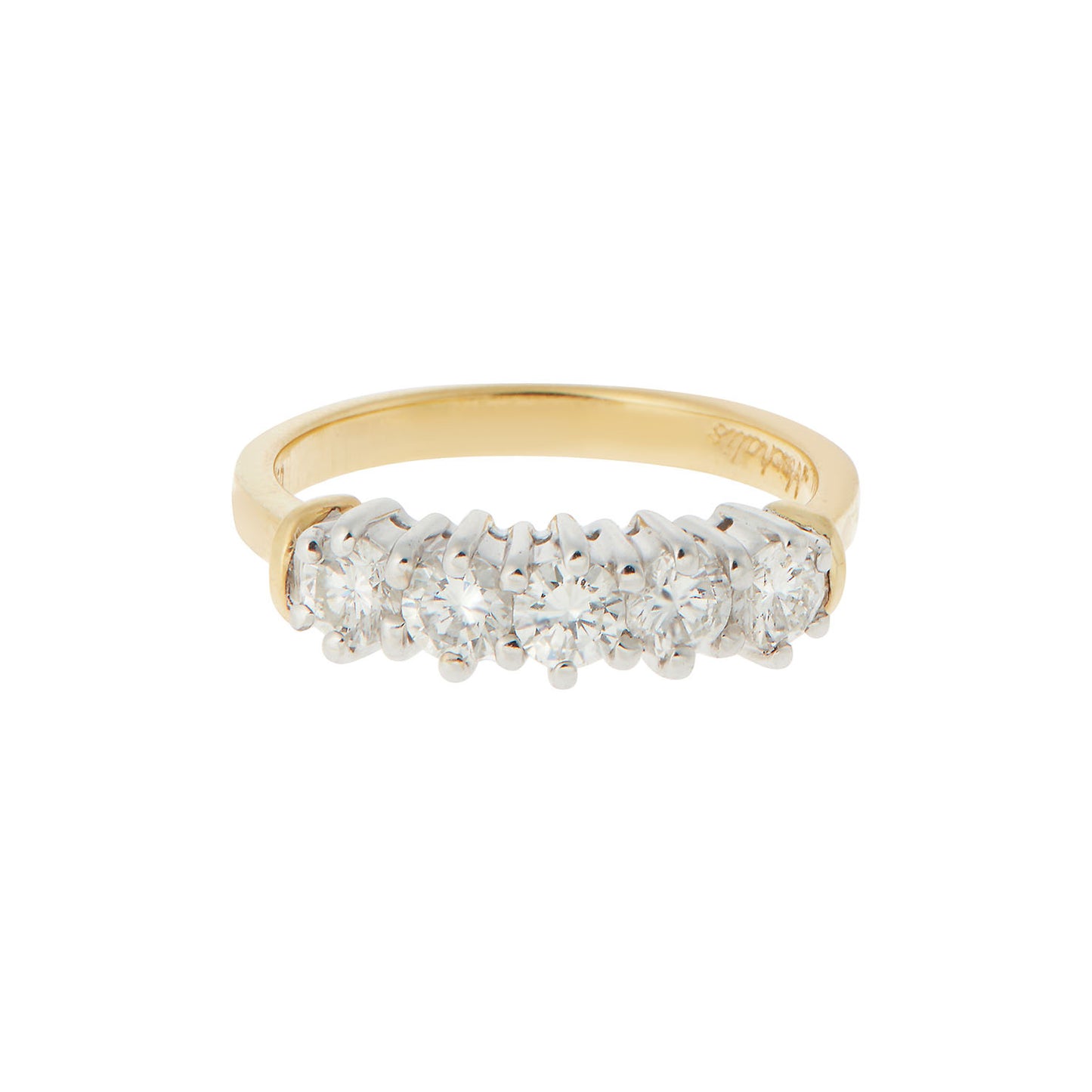 Five Stones Diamond Band ΚΤ18 White & Yellow Bold. Product Code: 800DW14A