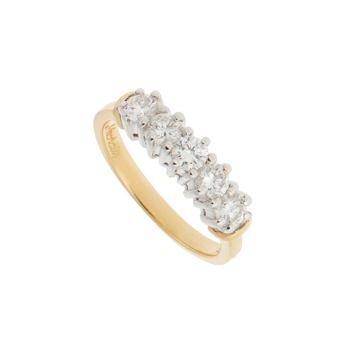 Five Stones Diamond Band ΚΤ18 White & Yellow Bold. Product Code: 800DW14A