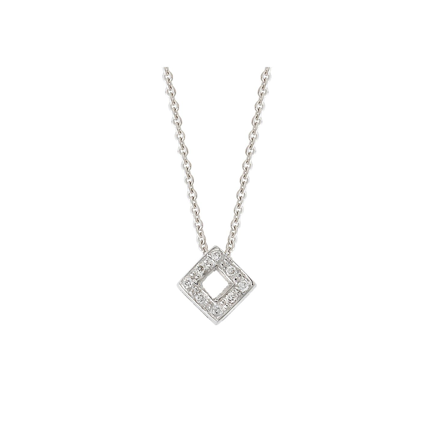 Square Pendant 18KT White Gold with Brilliant cut Diamonds