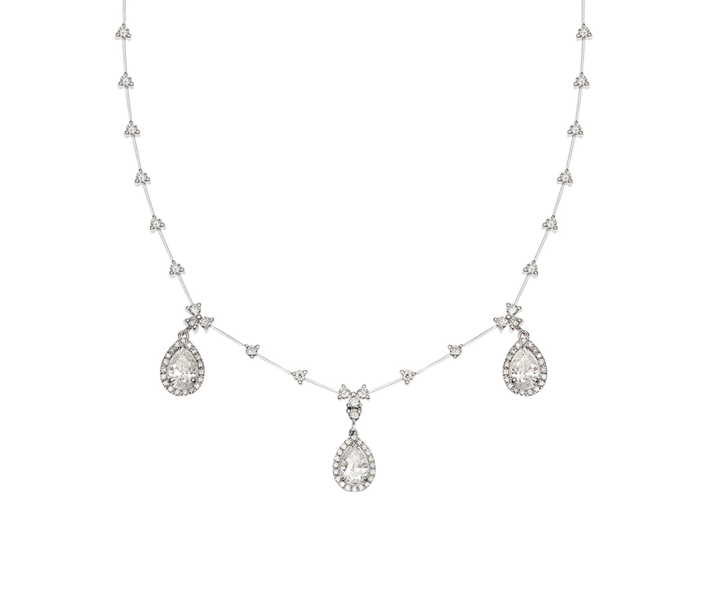 Necklace White Gold K18 with Brilliant and Pear Cut Diamonds. Product Code : 1188.NE.D.88888