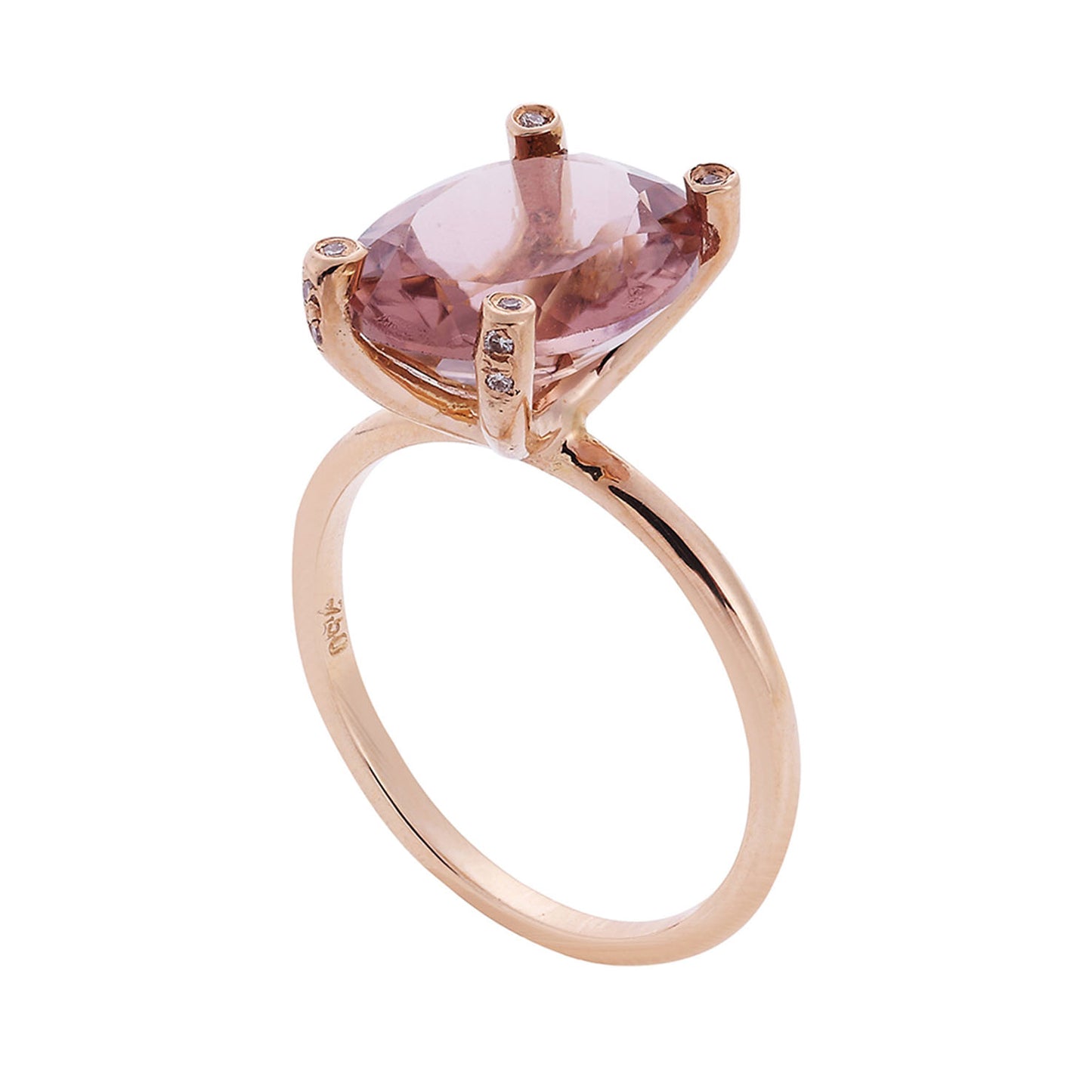 Tourmaline and diamond ring 18 carat pink gold.