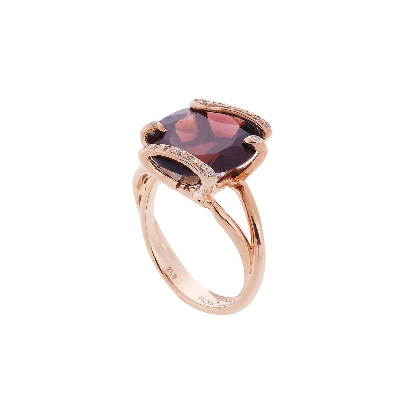 Tourmaline and diamond ring 18 carat pink gold. Product code: 1233DA4