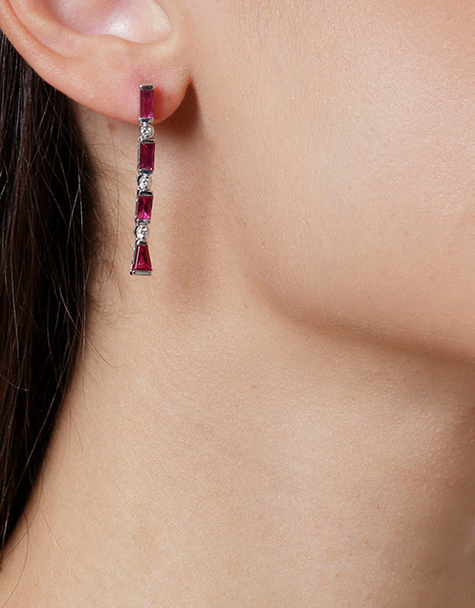 Ruby and diamond drop earrings, 18 carat white gold.  Product Code : 851SK42WR