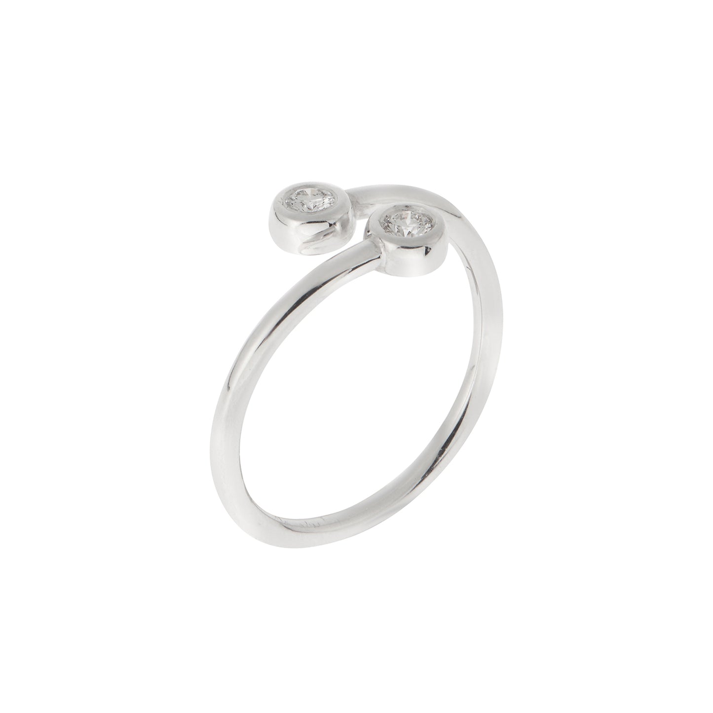 Ring with two brilliant cut diamonds KT18 white gold. Product Code : 1338D09SW