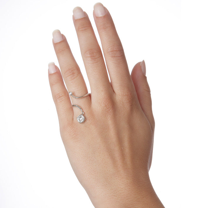 Invisible-Set Drop Diamond Ring in 18-carat White Gold. Product Code : 969R083