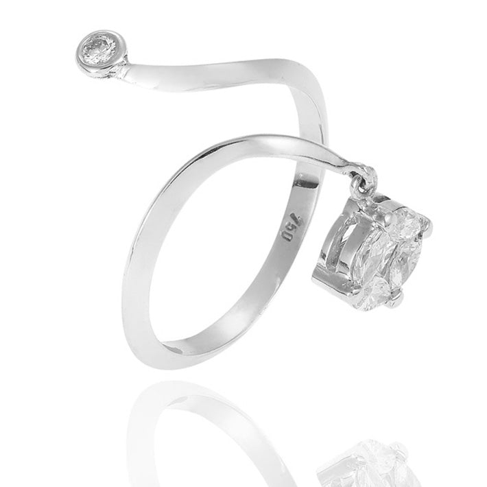 Invisible-Set Drop Diamond Ring in 18-carat White Gold. Product Code : 969R083