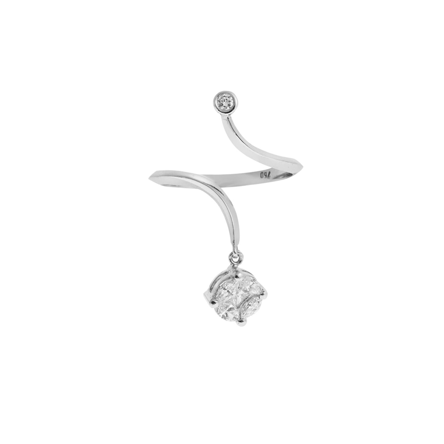 Invisible-Set Drop Diamond Ring in 18-carat White Gold. Product Code : 969R083