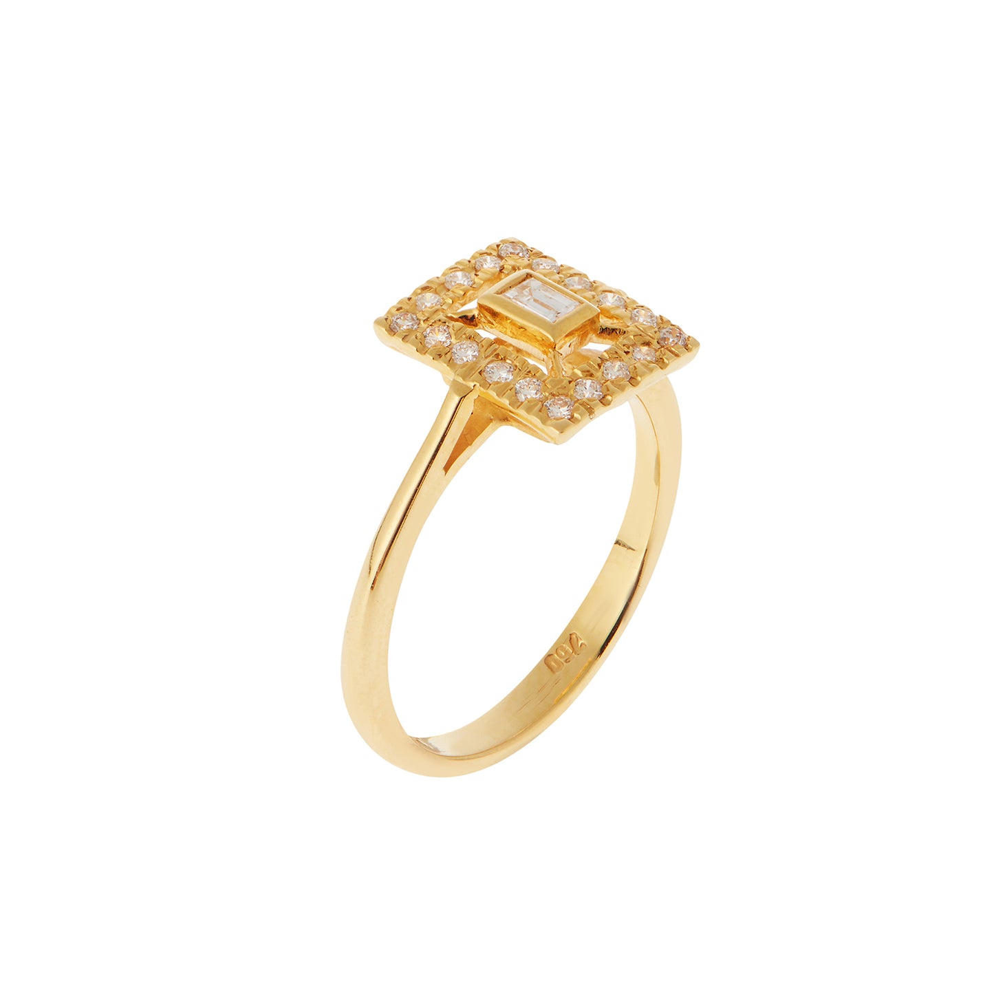 Baguette diamond solitaire K18 yellow gold. Product Code : 1324DA29Y