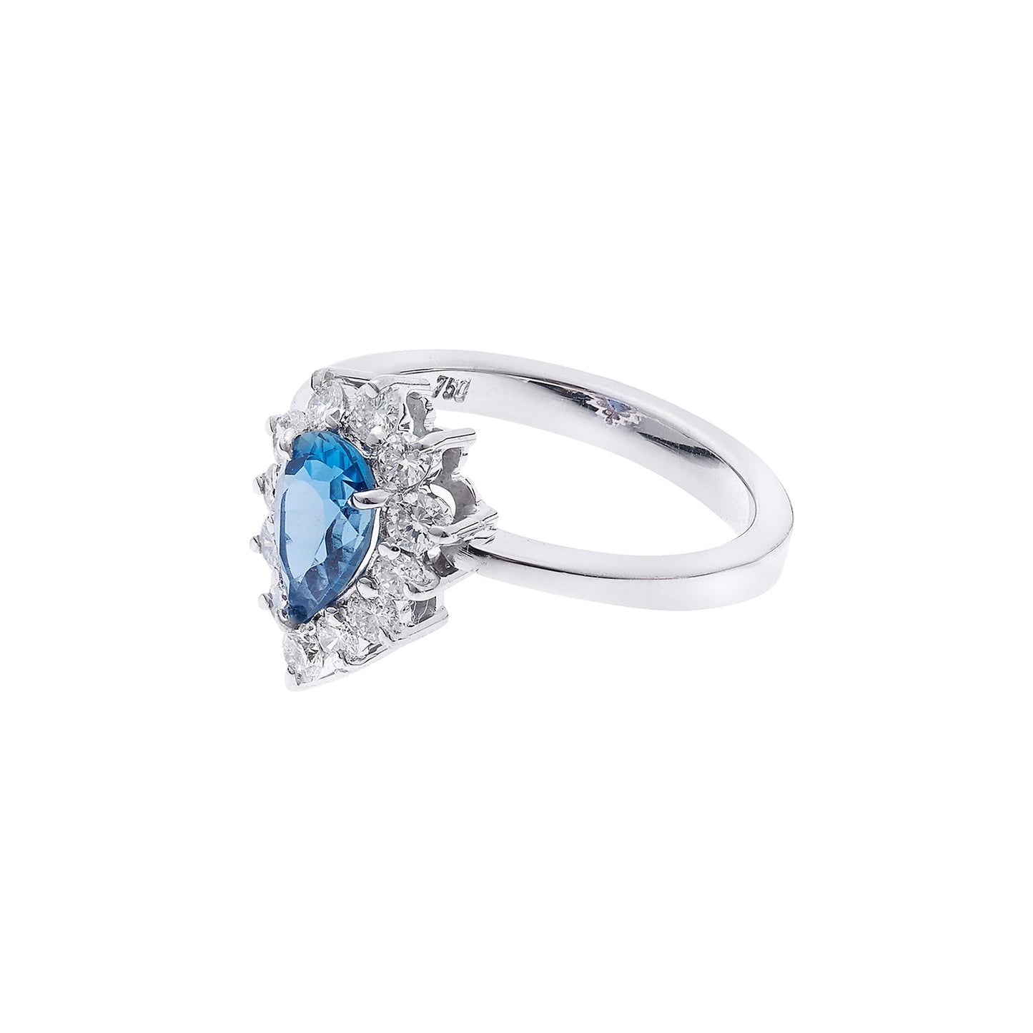 Blue topaz and diamond 18 carat white gold ring. Product Code : 1308DW69BTP
