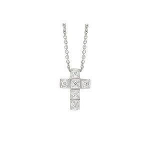 Diamond Cross and chain k18 white gold.   Product Code : 252SW43S.