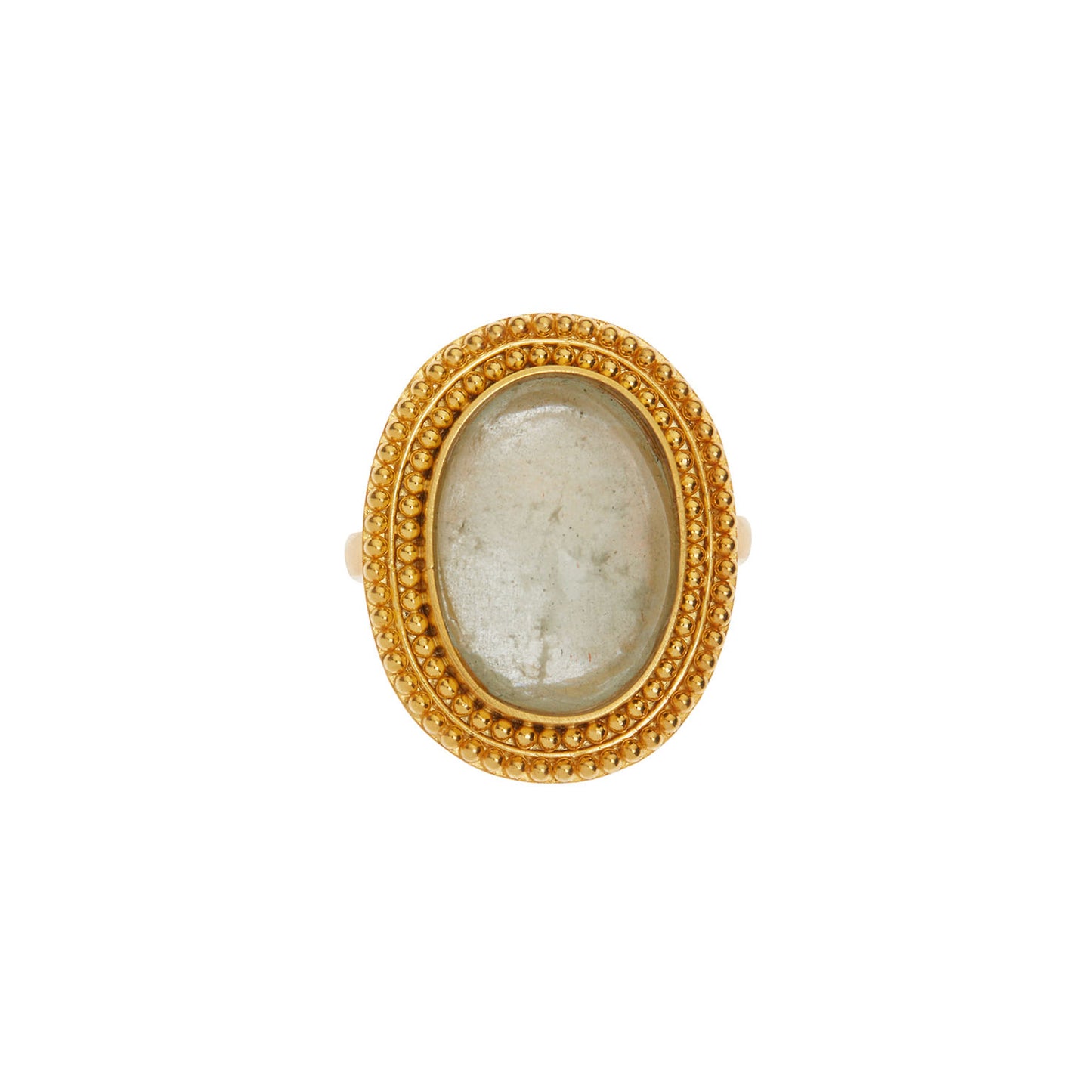 Handmade ring 18KT yellow gold inspired by Byzantium with an aquamarine stone.
