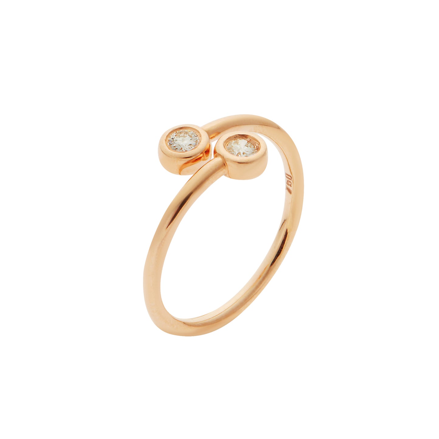 Ring 18KT Pink Gold with two Brilliant cut Diamonds. Product Code : 1339D09SP