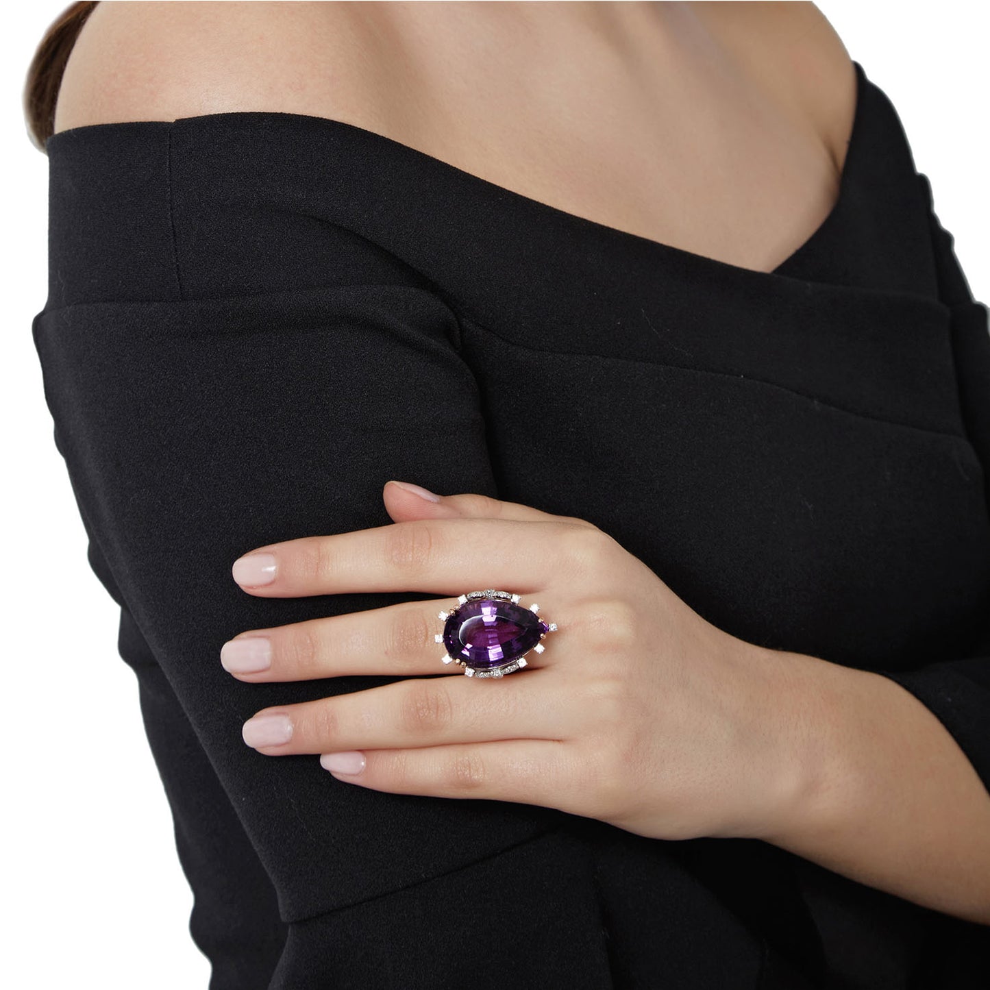 Amethyst and Diamond Ring 18 carat White and Pink Gold.