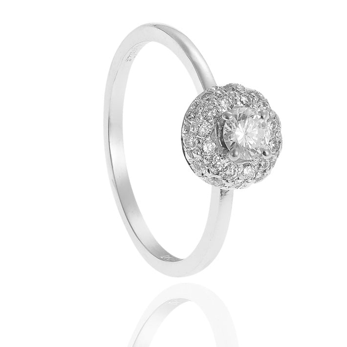 Brilliant Cut Diamond Solitaire ΚΤ18 White Gold with Pave Brilliant Cut Diamonds. Product Code : 1061DA30W