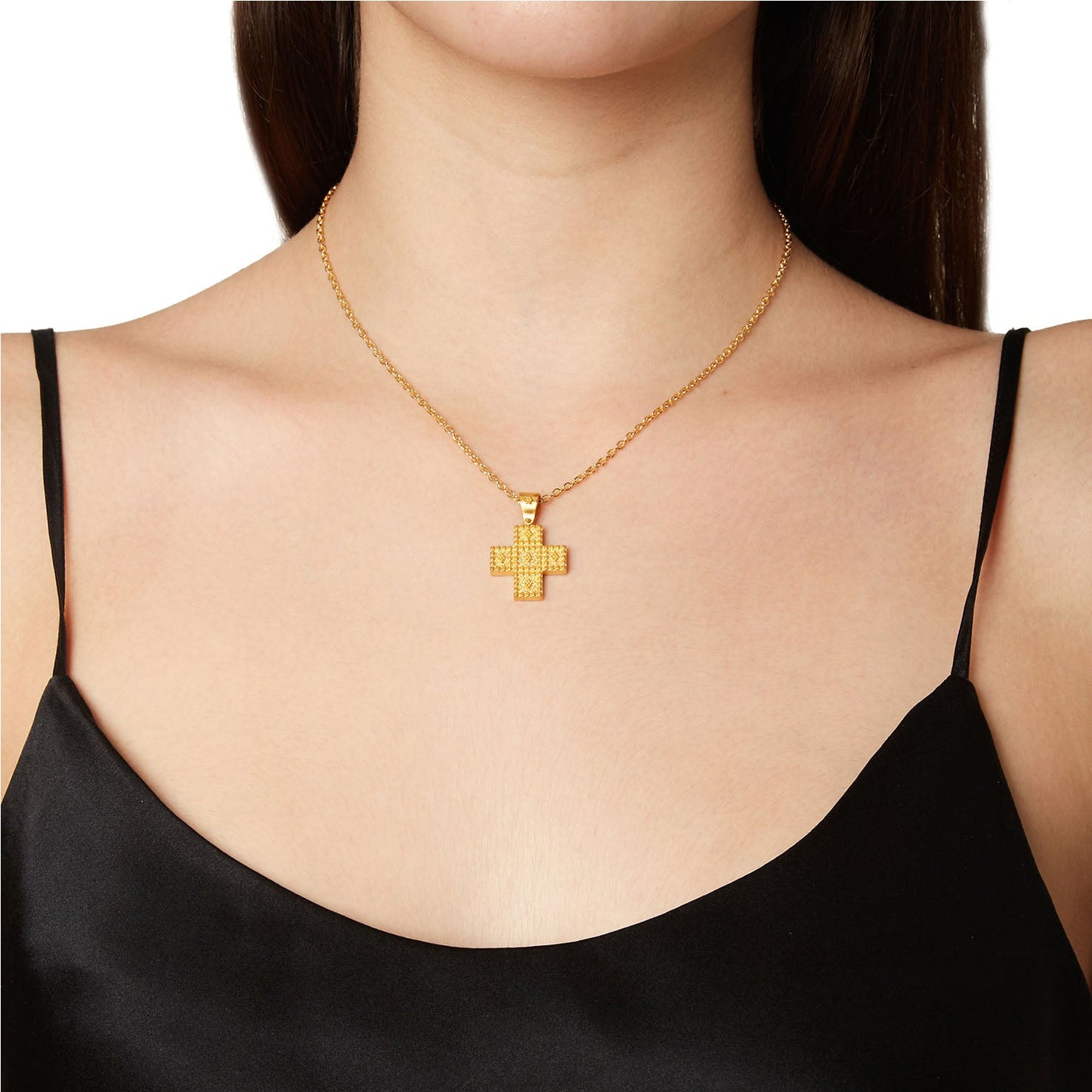 Χειροποίητος Σταυρός από κίτρινο χρυσό 18 καρατίων εμπνευσμένος από το Βυζάντιο