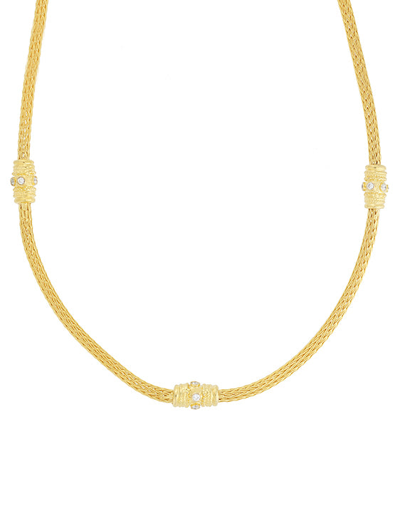 Handmade necklace 18KT yellow gold with brilliant cut diamonds inspired by the Greek ancient jewelry. Product Code : 301K842X3