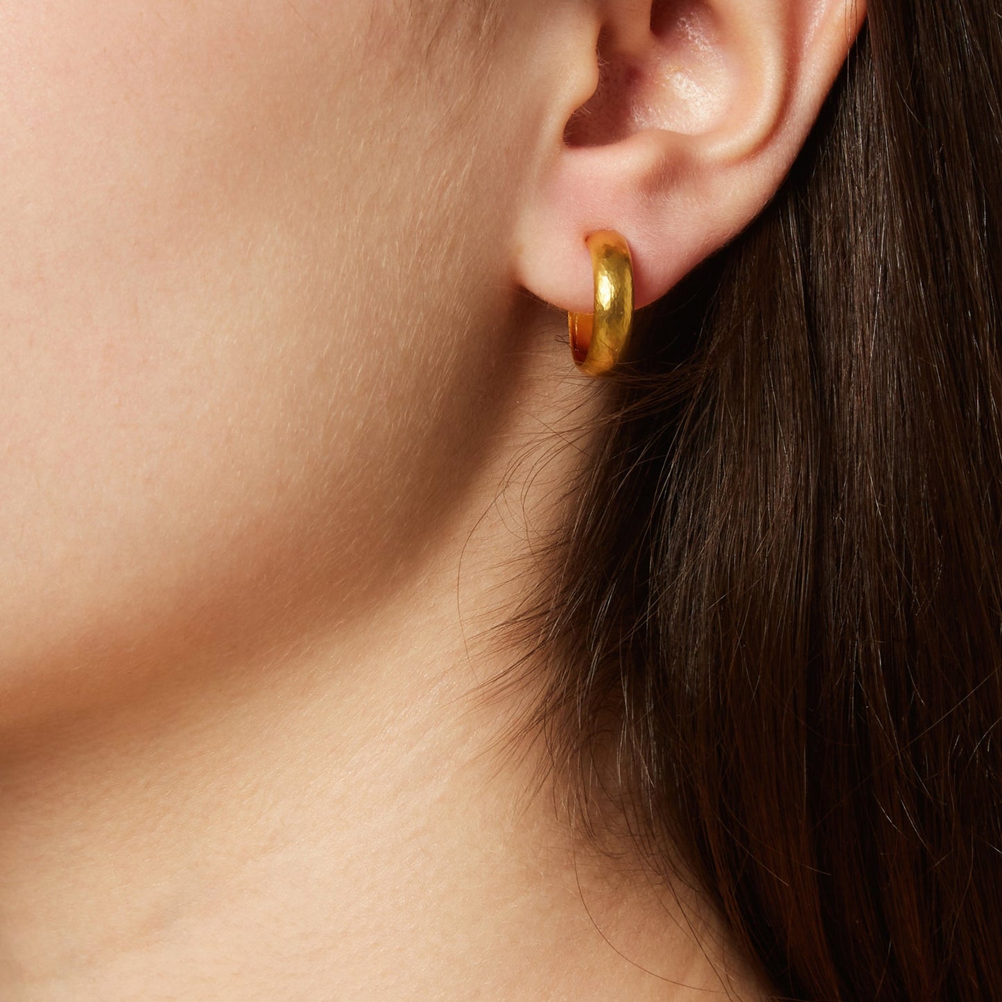 Hand Hammered Gold Earrings in 18KT Gold, Inspired by Ancient Greece.