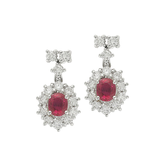 Ruby and diamond drop earrings, 18 carat white gold.  Product Code : 847SK40RW