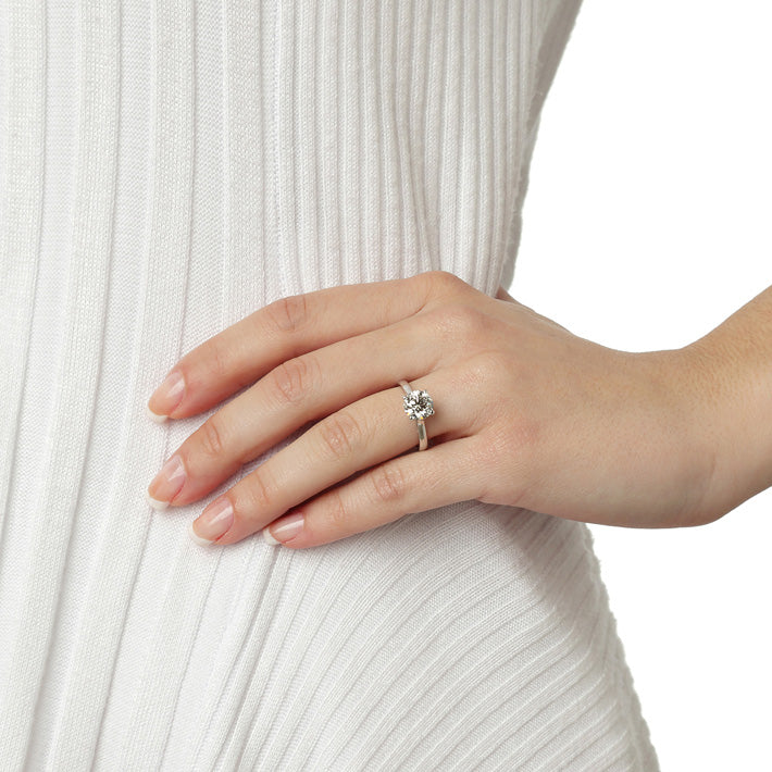 Round brilliant diamond solitaire ring 18KT white gold. Product Code : 9.RI.D.93515