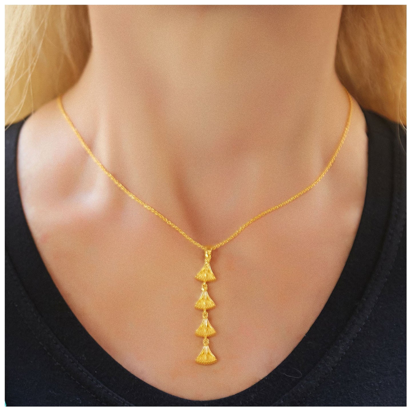 “Μadonna Lily” lucky charm necklace in gold plated 925 silver.Product code: 101N2023. Primordial symbol of Rebirth, Purity, Magnificence, Perfection and Power