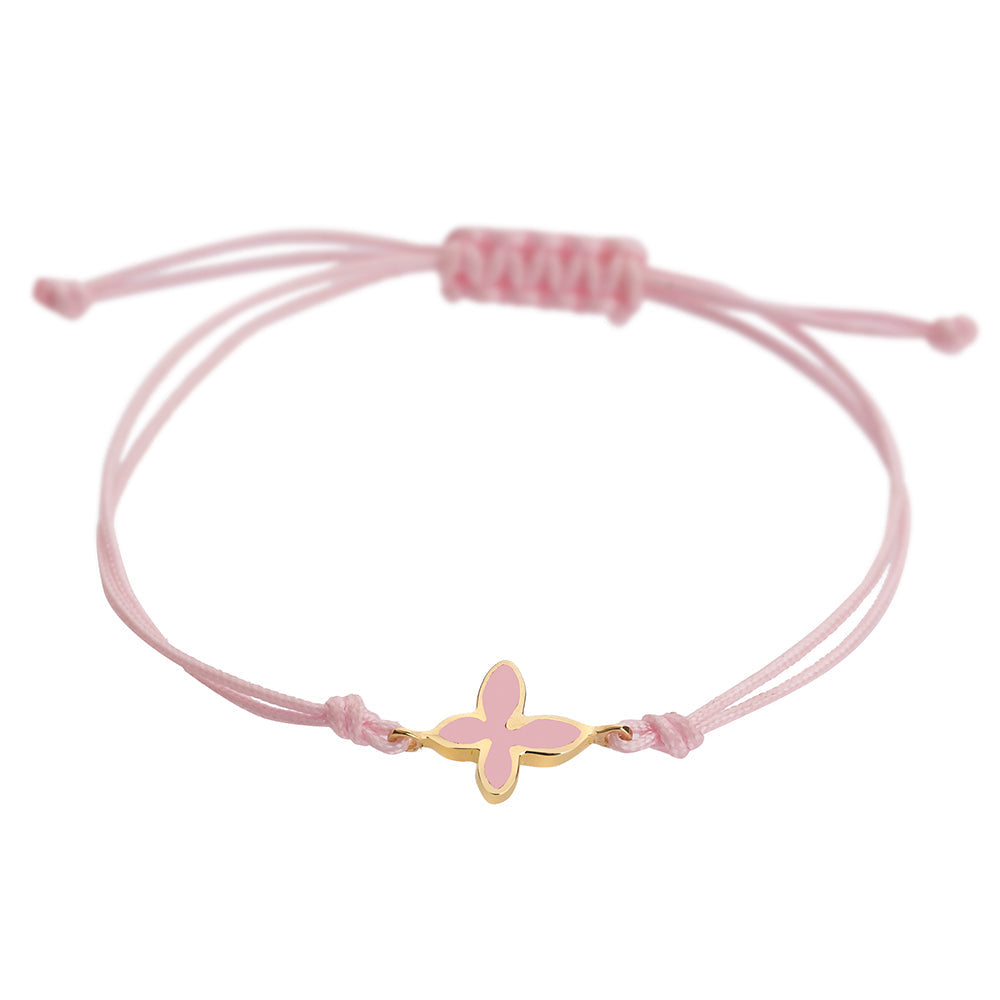 Butterfly 18KT Yellow Gold Enameled Cord Bracelet. Product Code: 45BAPEDIK