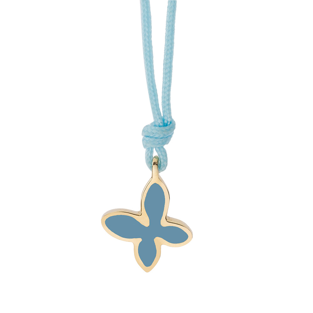 Butterfly, 18 carat yellow gold lucky charm enamelled charm.Butterflies signify good luck during cycles of change within your life , creativity, freedom and love. Product code: 463MPEDIK01cord