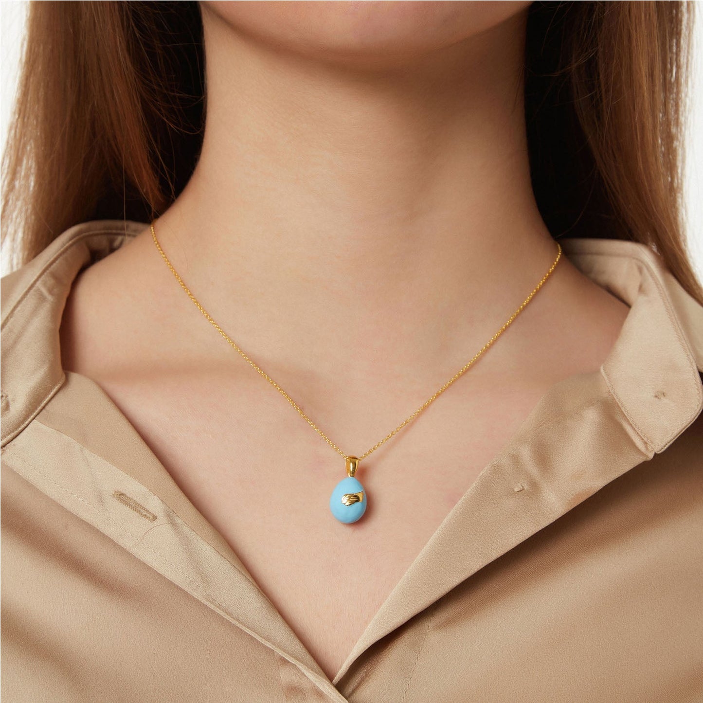 “Angel Wings” Easter Egg Pendant on a Chain. Product Code: 91MAYG23c Turquoise