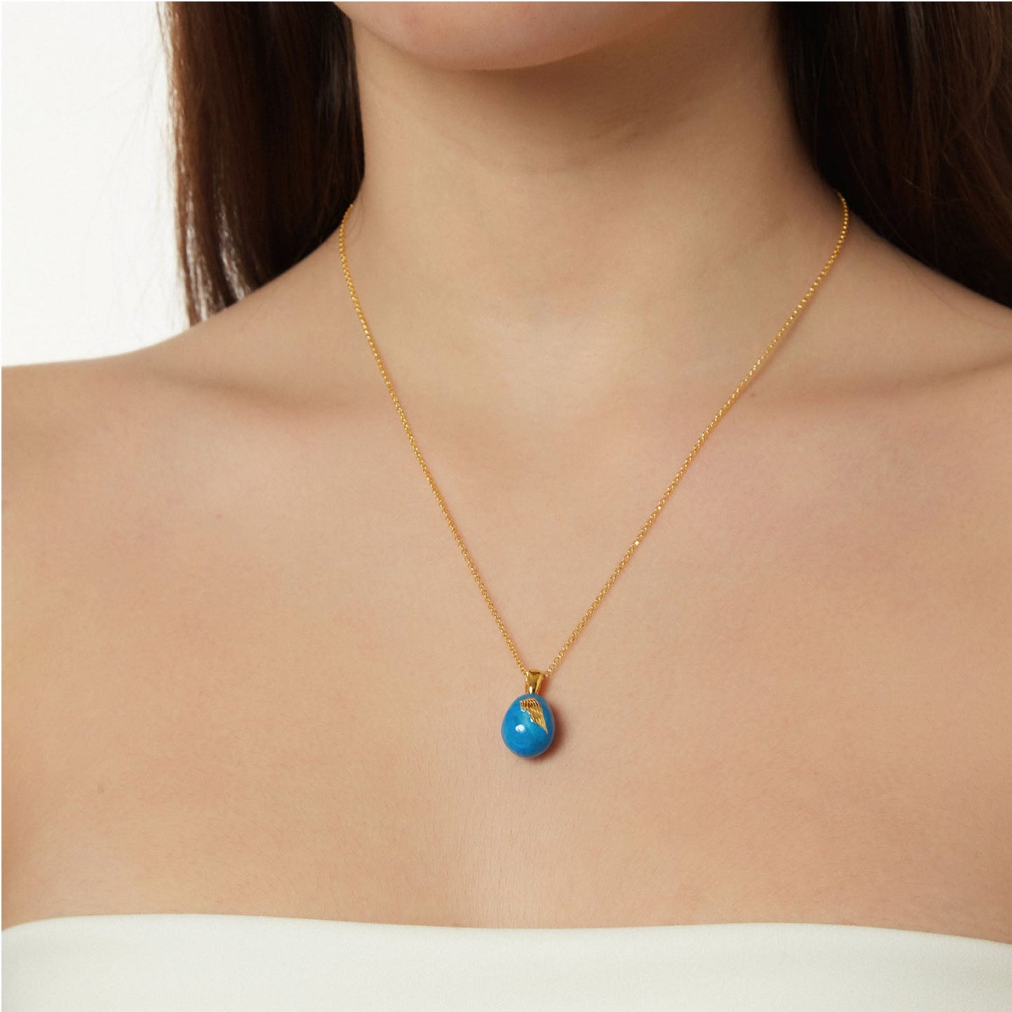 “Angel Wings” Easter Egg Pendant on a Chain. Product Code: 92MAYG23c Aqua Blue