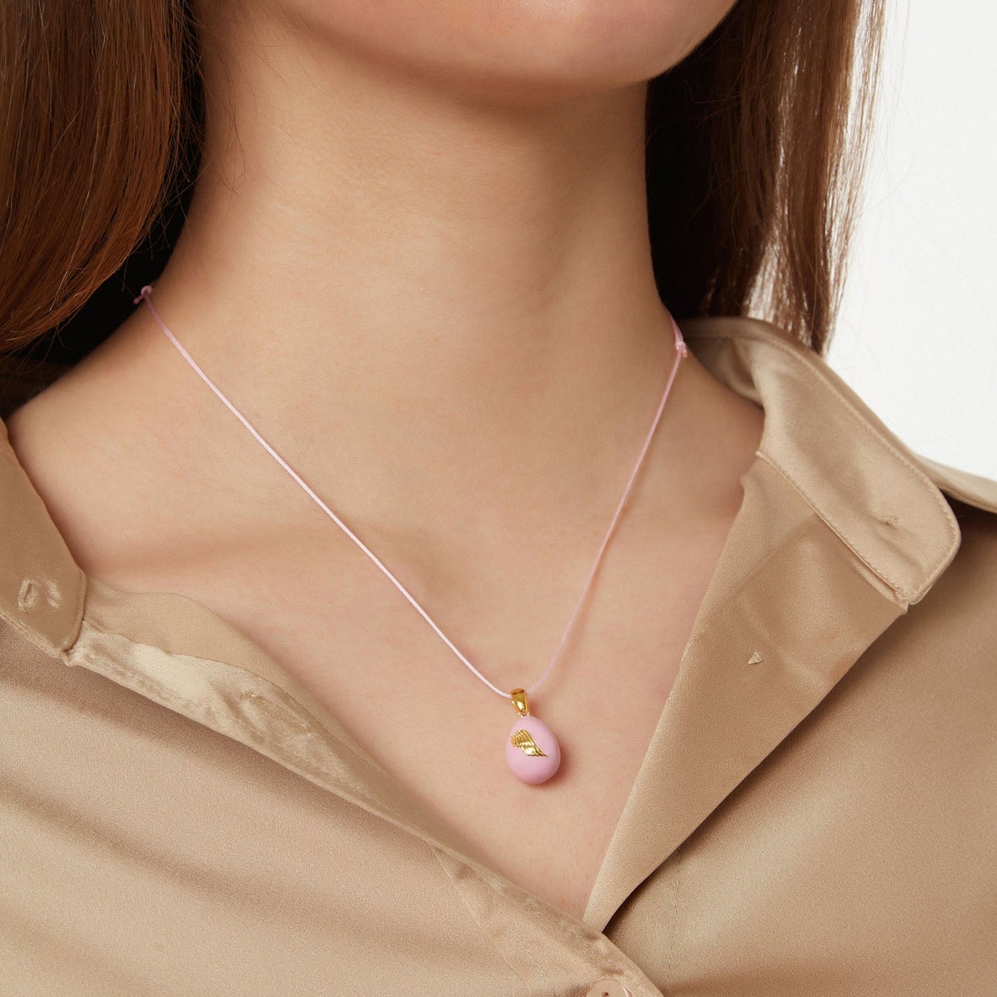 “Angel Wings” Easter Egg Pendant on a Cord. Product Code: 92MAYG23 Pink