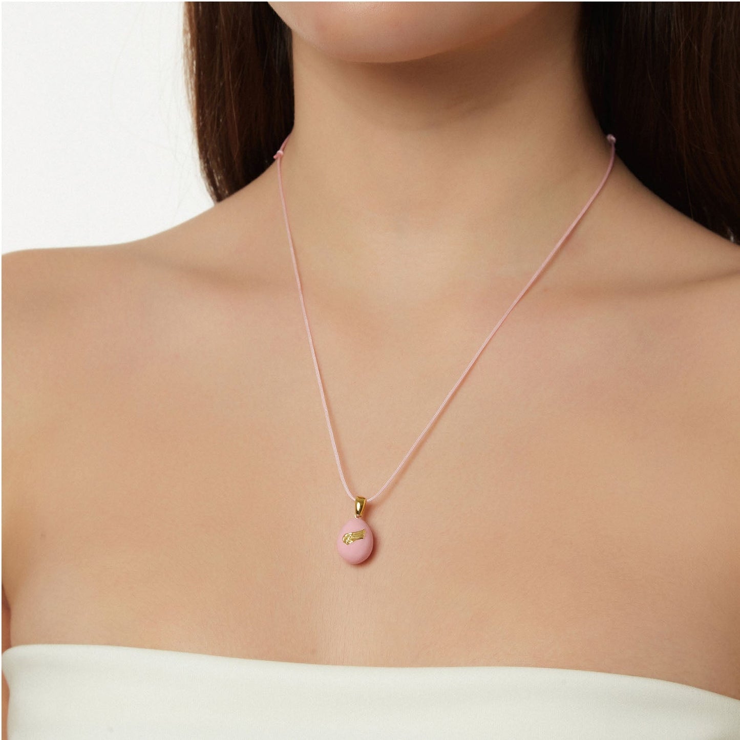 “Angel Wings” Easter Egg Pendant on a Cord. Product Code: 91MAYG23 Pink