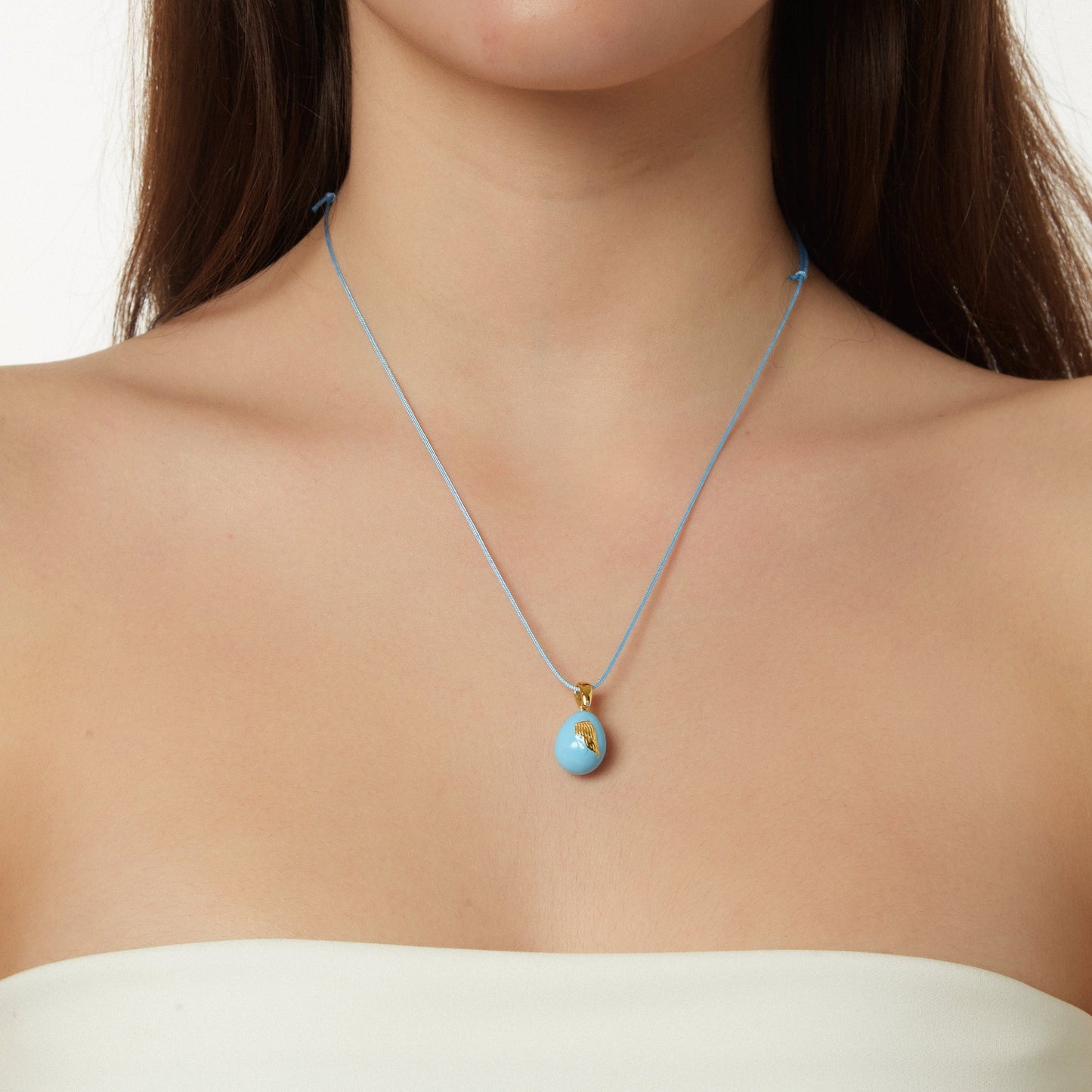 “Angel Wings” Easter Egg Pendant on a Cord. Product Code: 92MAYG23 Turquoise