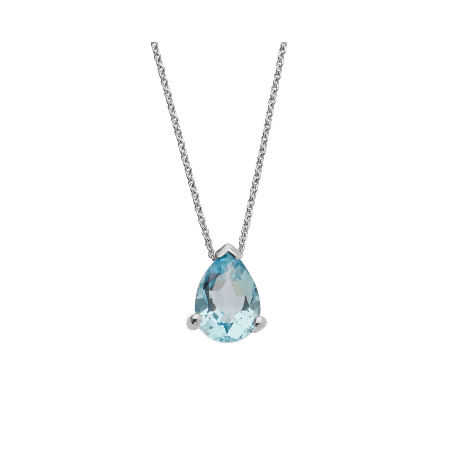 Necklace Pendant 18KT White Gold with a Pear Cut Blue Topaz. Product Code : 716MW26