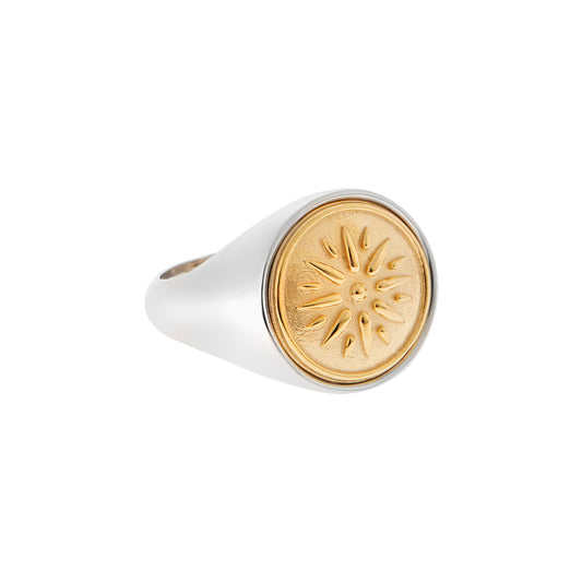 “Macedonian Shield”  archaic gold ring 18KT yellow and white gold. Product Code:372D1138A.