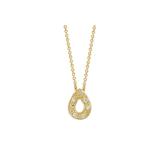 Pear Pendant 18KT  Yellow  Gold with Brilliant cut Diamonds