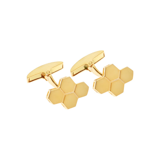 "Beehive"silver gold-plated good luck cufflinks. Bees bring good luck, prosperity and success in business. Product Code: 100MA2019E.