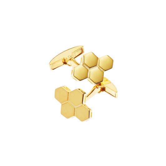 "Beehive"silver gold-plated good luck cufflinks. Bees bring good luck, prosperity and success in business. Product Code: 100MA2019E.