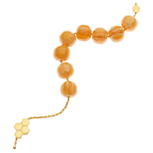 Handmade silver gold-plated begleri with beehive good luck charm. Product Code: 140BEG2019E.