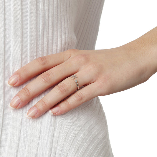 Alphabet Ring18KT white gold with a brilliant cut diamond (Letter Κ)