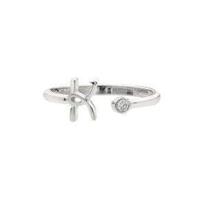 Alphabet Ring18KT white gold with a brilliant cut diamond (Letter Κ)