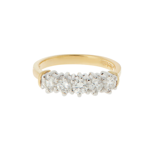 Five Stones Diamond Band ΚΤ18 White & Yellow Bold. Product Code: 800DW14A
