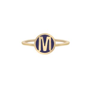 Alphabet Ring18KT Yellow Gold Enamel with the Letter “M”