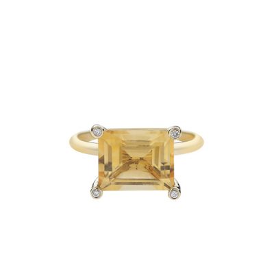 Citrine and diamond ring 18k yellow gold. Product Code : 1183DA6