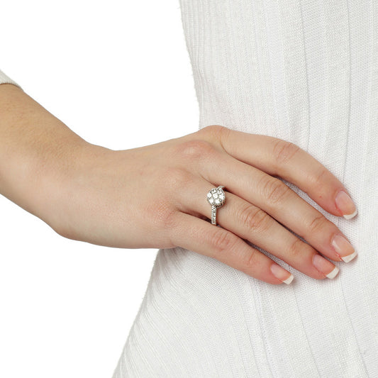 Diamond round brilliant cut ring 18KT white gold. Product Code : 1014D055W