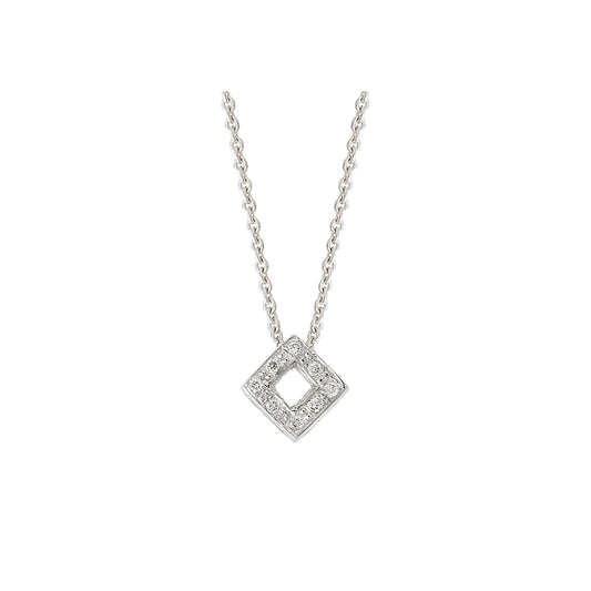 Square Pendant 18KT  White  Gold with Brilliant cut Diamonds