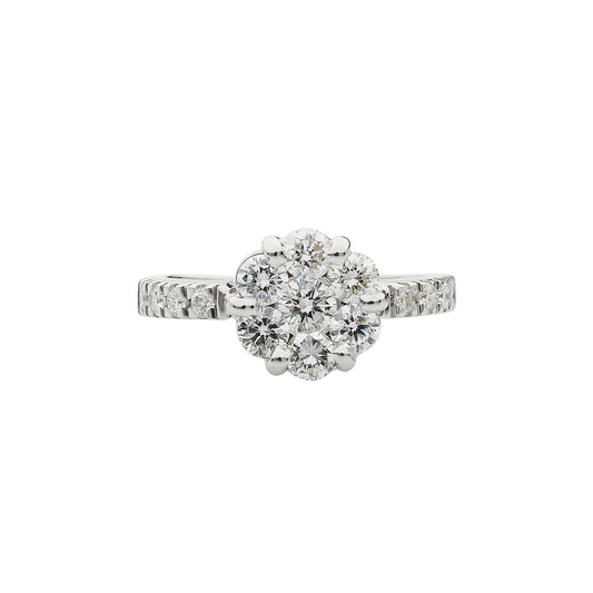 Diamond round brilliant cut ring 18KT white gold. Product Code : 1014D055W