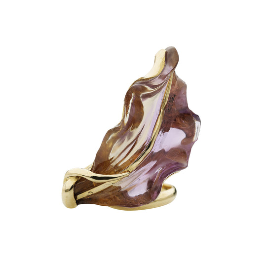 Amethyst leaf 18 carat yellow gold ring. Product Code:1125D2FILO