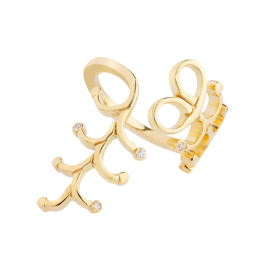 Adinkra diamond ring 18k yellow gold.   Product Code : 1170DA49Y