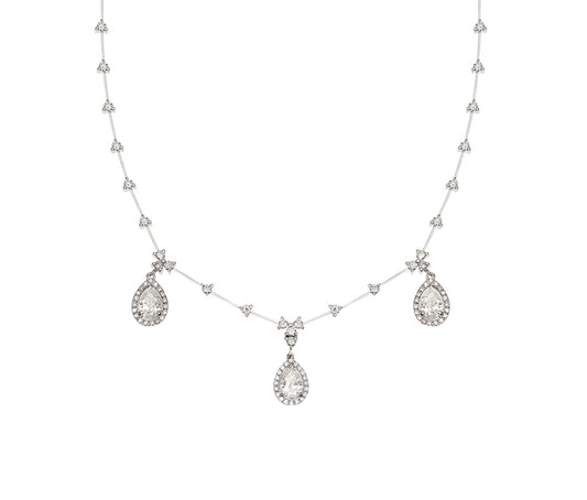 Necklace White Gold K18 with Brilliant and Pear Cut Diamonds. Product Code : 1188.NE.D.88888