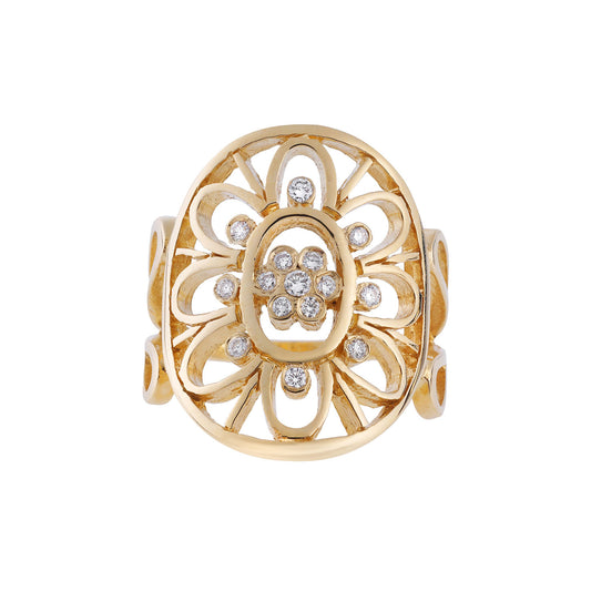 Ring 18 carat yellow gold with diamonds.   Product Code : 1193DAY88