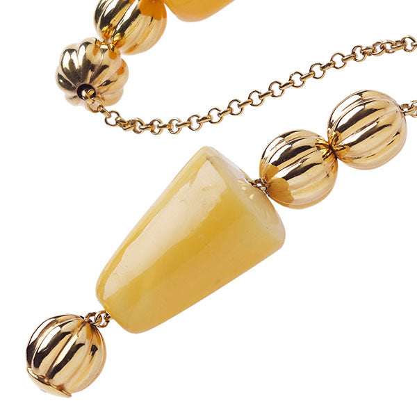 Handmade K14 carat string of beads with amber.Product code: 125BEG2KEX